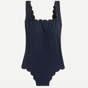 J. Crew Scallop piqué scoopback one-piece Navy Blue Swimsuit